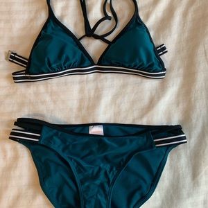 Matching Top and Bottom Teal Bikini
